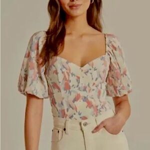 Floral Puff Sleeve Women's Top